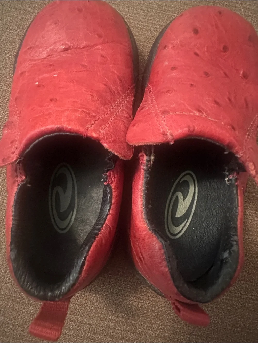 Roper Toddler Size 7 Red Faux Ostrich Western Slip On Shoes